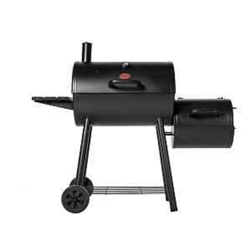 Char-Griller Smokin’ Pro CG30044223 Barrel Grill and Offset Smoker, Charcoal, Steel, Black