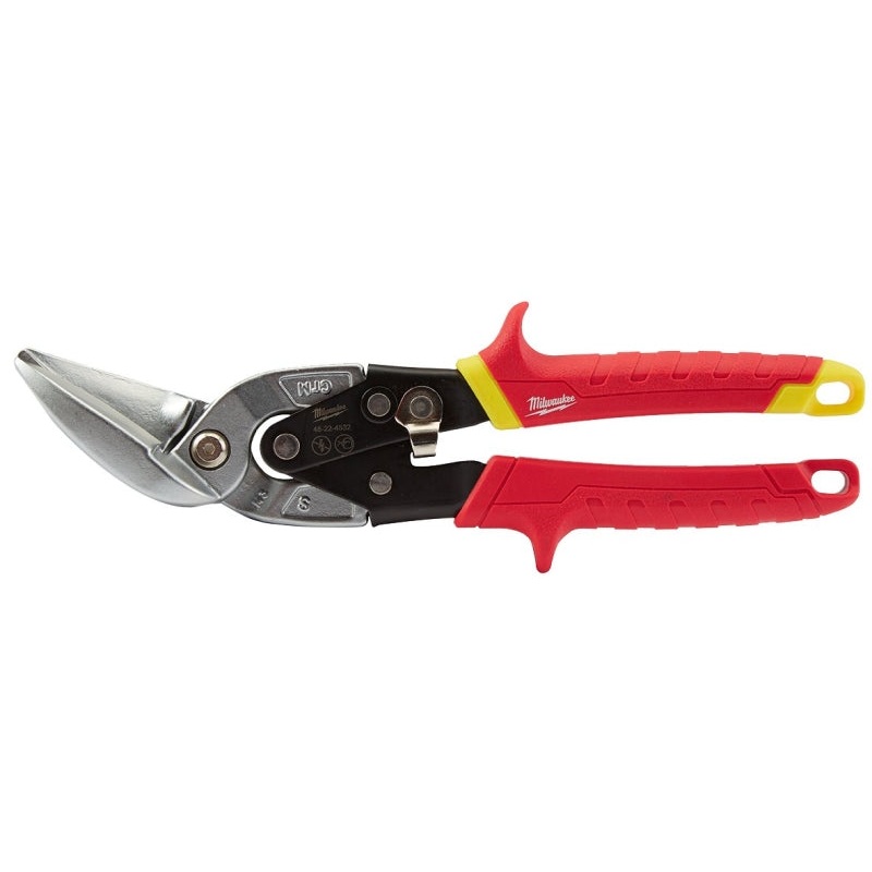 Milwaukee 48-22-4562 Aviation Snip, 10 in OAL, 5 in L Cut, Straight Cut, Steel Blade, Ergonomic Handle, Red Handle