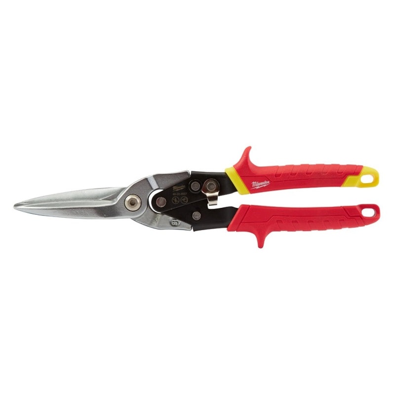 Milwaukee 48-22-4567 Aviation Snip, 11-5/8 in OAL, 3 in L Cut, Straight Cut, Forged Steel Blade, Comfort Grip Handle