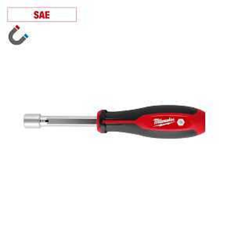Milwaukee HollowCore Series 48-22-2554 Nut Driver, 3/8 in Drive, 7.2 in OAL, Tri-Lobe Handle, Red Handle, Magnetic