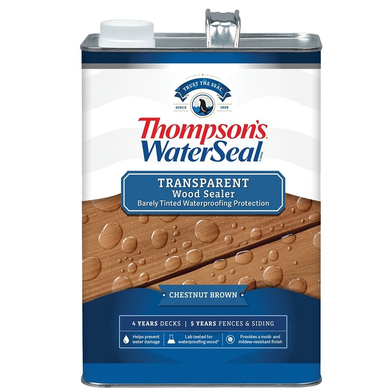Thompson’s WaterSeal TH.091301-16 Wood Sealer, Transparent, Liquid, Chestnut Brown, 1 gal