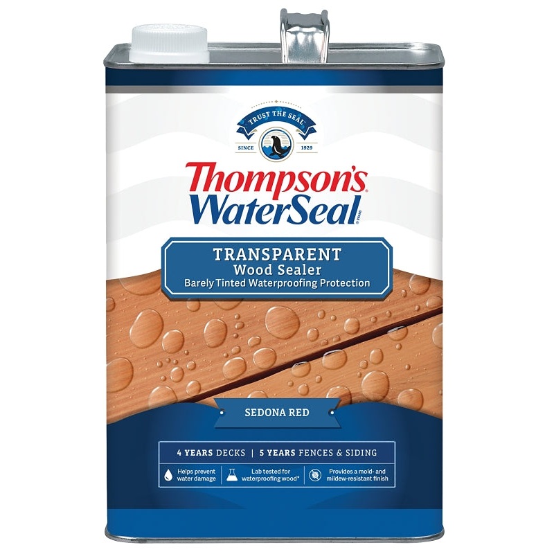 Thompson’s WaterSeal TH.091401-16 Wood Sealer, Transparent, Liquid, Sedona Red, 1 gal