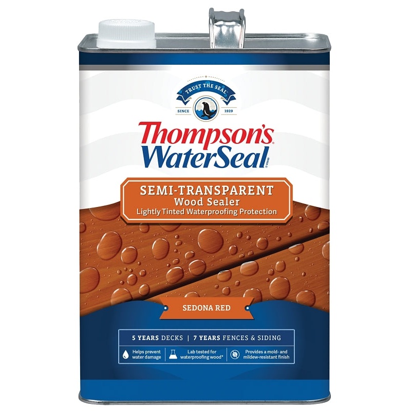 Thompson’s WaterSeal TH.092401-16 Wood Sealer, Semi-Transparent, Liquid, Sedona Red, 1 gal