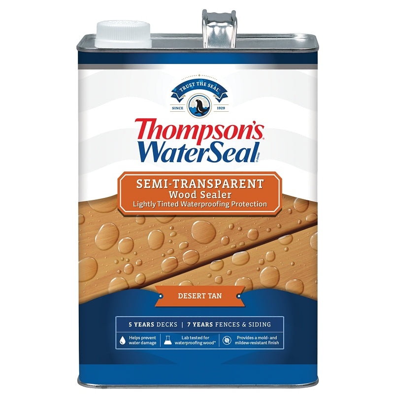 Thompson’s WaterSeal TH.092701-16 Waterproofing Stain, Semi-Transparent, Desert Tan, 1 gal