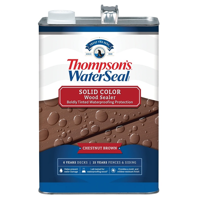 Thompson’s WaterSeal TH.093301-16 Wood Sealer, Solid, Liquid, Chestnut Brown, 1 gal