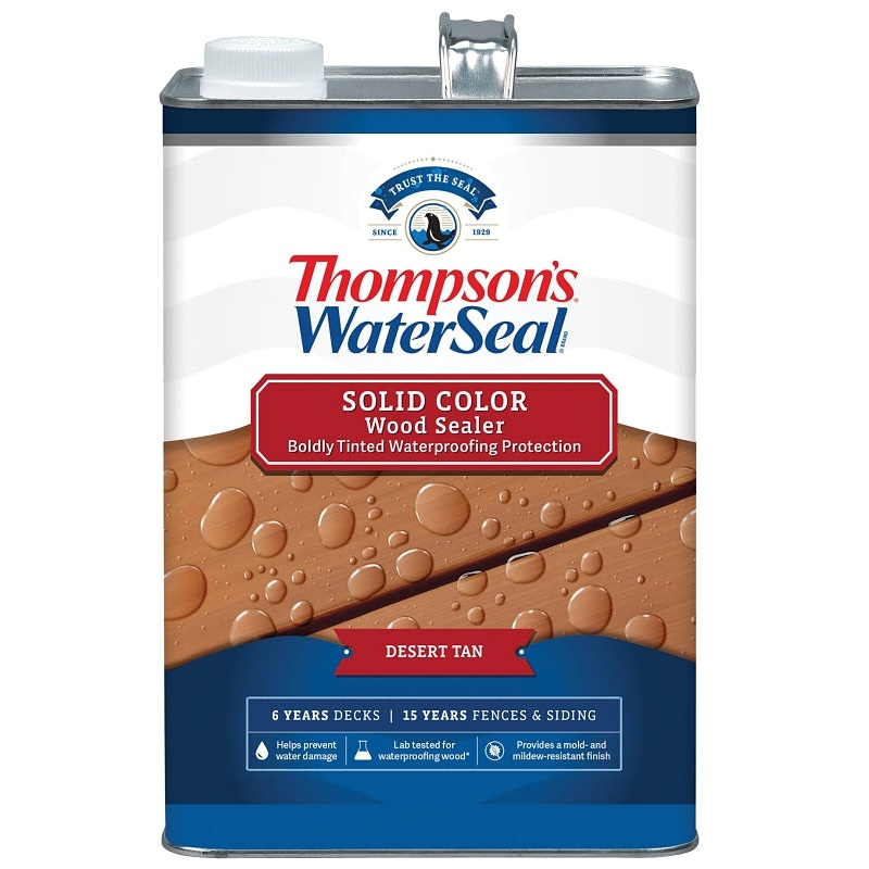 Thompson’s WaterSeal TH.093701-16 Wood Sealer, Solid, Desert Tan, 1 gal