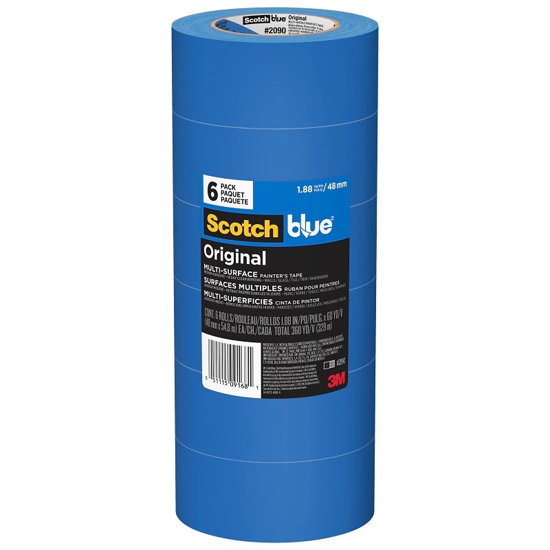 ScotchBlue 2090-48A-CP Painter’s Tape, 5 mil Thick, 60 yd L, 1.88 in W, Crepe Paper Backing, Blue