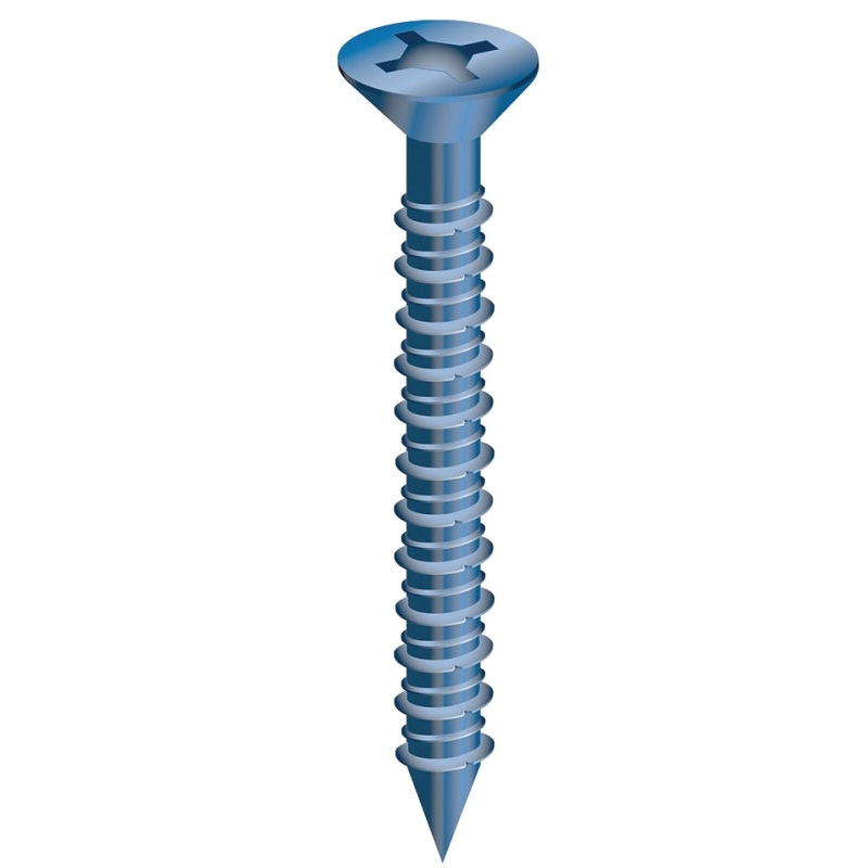 Cobra Anchors 620W Screw, 3/16 in Thread, 1-1/4 in L, Flat Head, Phillips, Robertson Drive, Steel, 10 PK