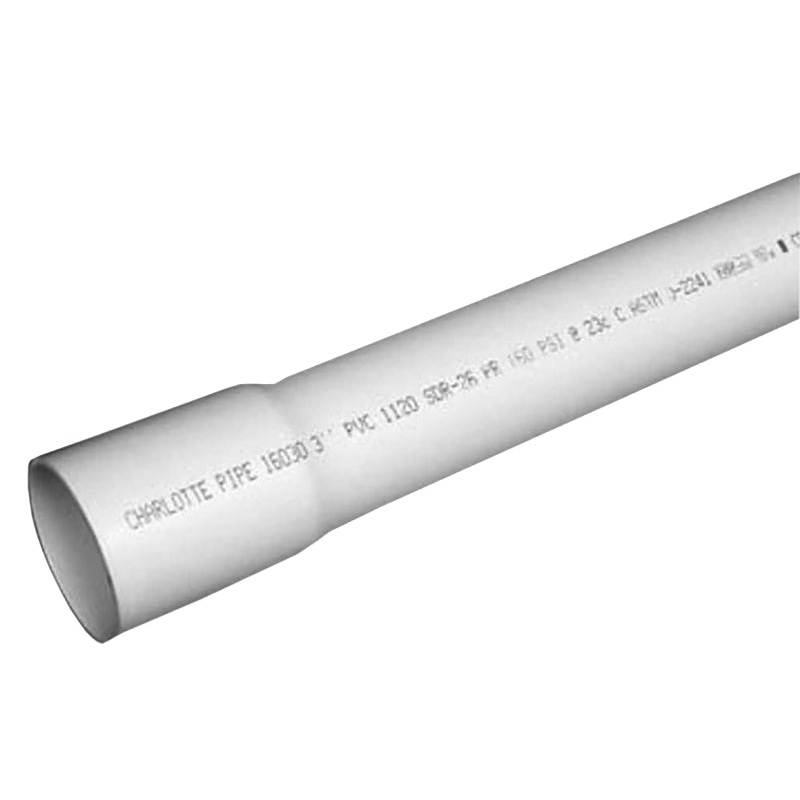 Charlotte Pipe PVC 16012B 0600 Pipe, 1-1/4 in, 20 ft L, SDR 26 Schedule, PVC