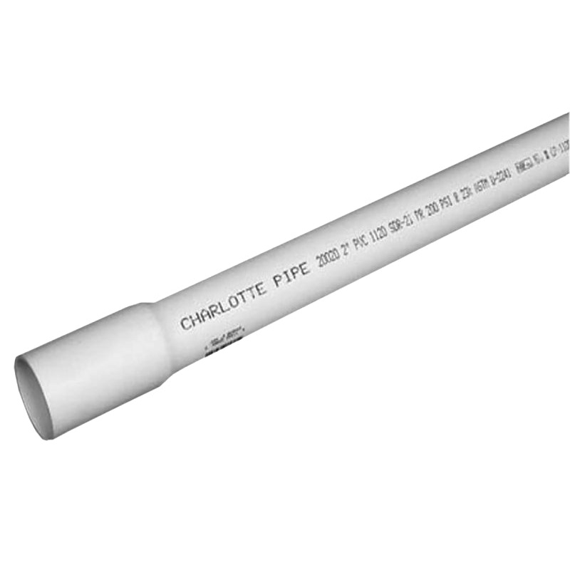 Charlotte Pipe PVC 20007B 0600 Pipe, 3/4 in, 20 ft L, SCH 21 Schedule, PVC