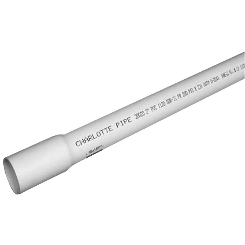 Charlotte Pipe PVC 20010B 0600 Pipe, 1 in, 20 ft L, SDR 21 Schedule, PVC