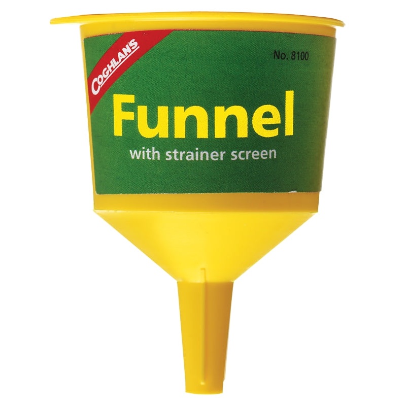 Coghlan’s 8100 Funnel with Strainer Screen, Polypropylene Handle, Yellow Handle