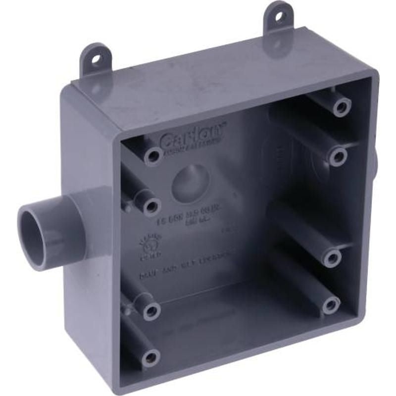Carlon E9812DR Switch Box, 2-Gang, 2-Outlet, PVC, Gray