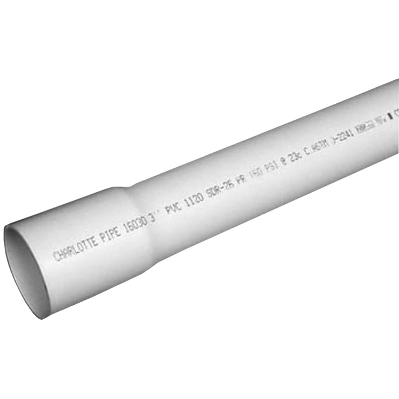 Charlotte Pipe PVC 16015B 0600 Pipe, 1-1/2 in, 20 ft L, SDR 26 Schedule, PVC