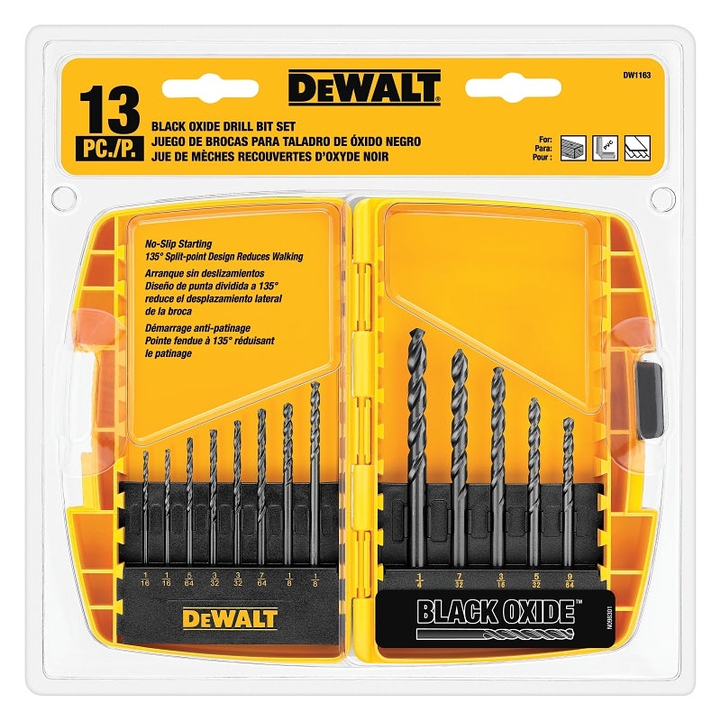 DEWALT DW1163 Drill Bit Set, 13-Piece, Black Oxide