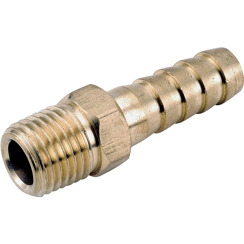 Anderson Metals 129 Series 757001-0408 Hose Adapter, 1/4 in, Barb, 1/2 in, MPT, Brass