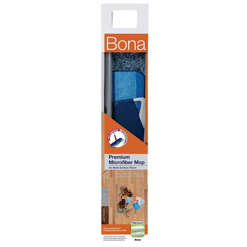 Bona WM710013432 Floor Mop, 4 in W Head, 15 in L Head, 60 in L Handle, Microfiber Head