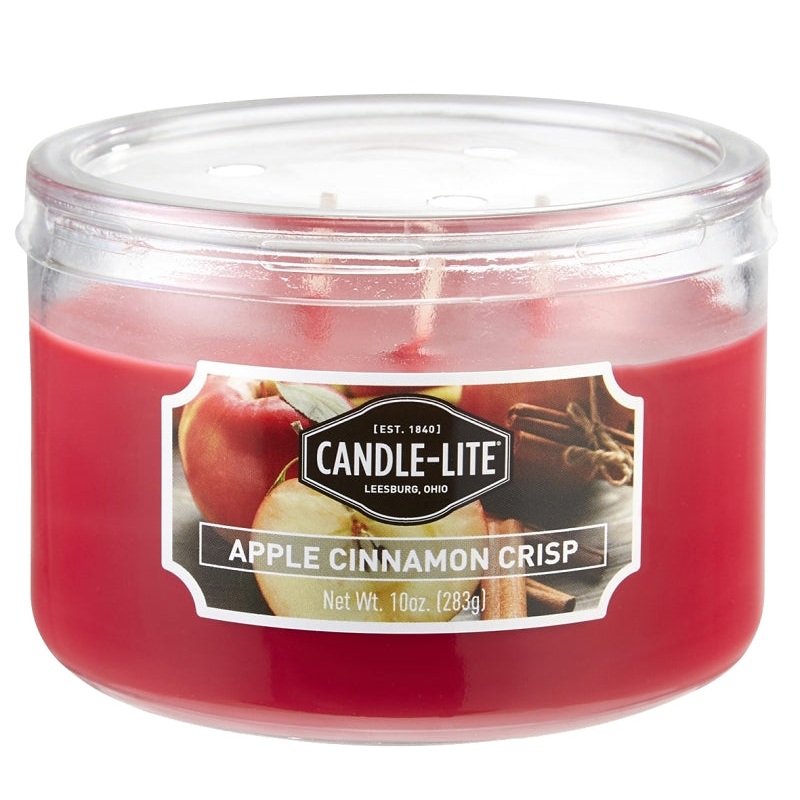 Candle-Lite 1879021 Scented Candle, 4.09 in x 4.09 in x 2.94 in Dimensons, Apple Cinnamon Crisp Fragrance