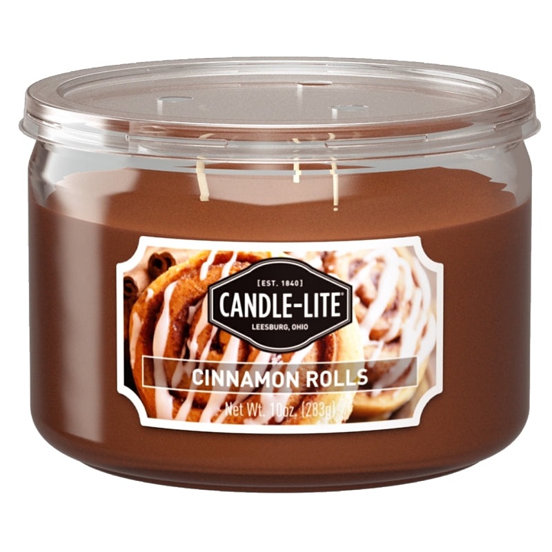 Candle-Lite 1879549 Scented Candle, 4.09 in x 4.09 in x 2.94 in Dimensons, Cinnamon Pecan Swirl Fragrance