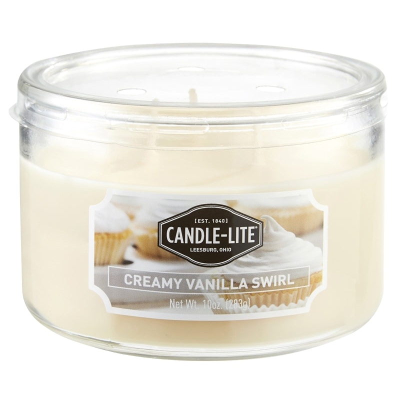 Candle-Lite 1879553 Scented Candle, Creamy Vanilla Swirl Fragrance, Ivory Candle