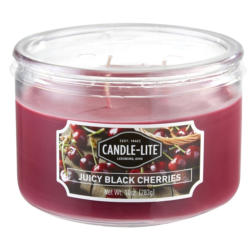 Candle-Lite 1879565 Scented Terrace Jar Candle, Juicy Black Cherries Fragrance, Burgundy Candle