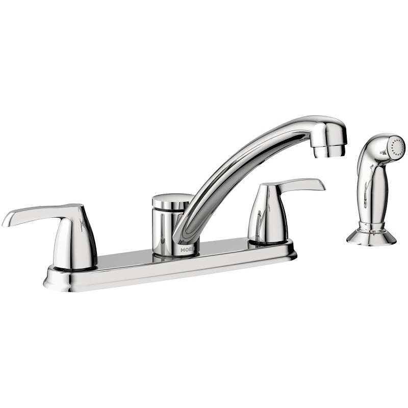 Moen Adler Series 87046 Kitchen Faucet, 1.5 gpm, 2-Handle, Stainless Steel, Chrome Plated, Deck Mounting