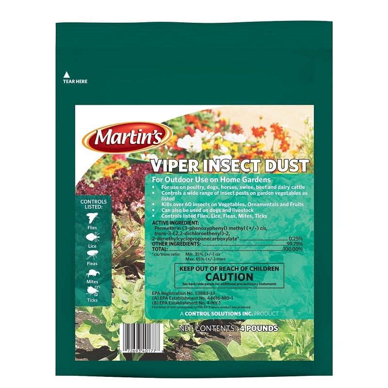 Martin’s 82104017 Viper Insecticide Dust, Fine Powder, Home and Garden, 4 lb