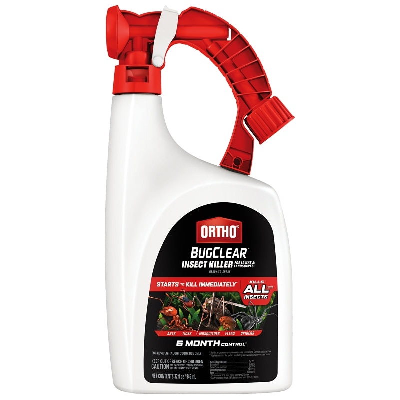 Ortho 448605 Insect Killer, Liquid, Spray Application, 32 oz Bottle, Clear/White
