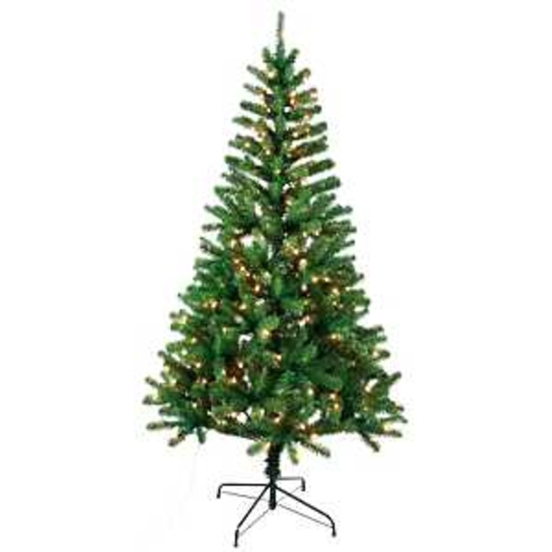 Hometown Holidays 07765 Pre-Lit Tree, 6.5 ft H, Fir Family, LE 2 Fusible, Mini Light Bulb, Clear Light