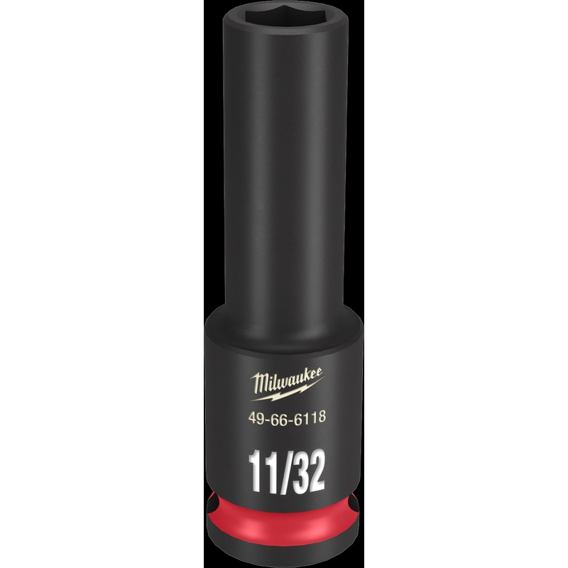 Milwaukee SHOCKWAVE Impact Duty Series 49-66-6118 Deep Impact Socket, 11/32 in Socket, 3/8 in Drive, Square Drive
