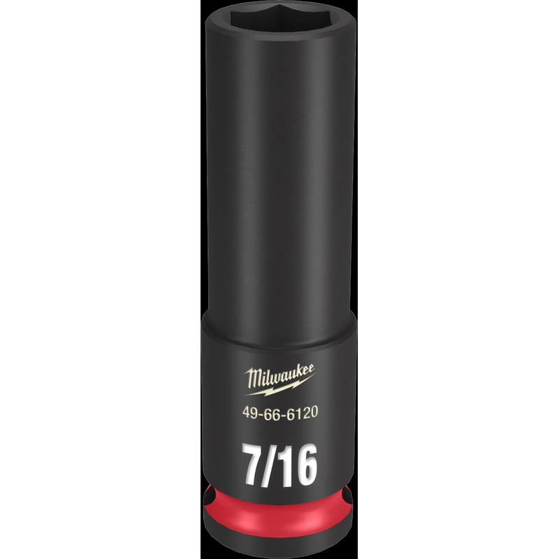 Milwaukee SHOCKWAVE Impact Duty Series 49-66-6120 Deep Impact Socket, 7/16 in Socket, 3/8 in Drive, Square Drive