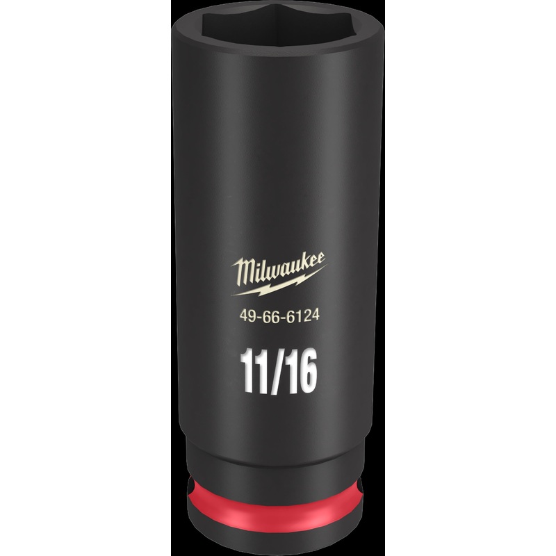 Milwaukee SHOCKWAVE Impact Duty Series 49-66-6124 Deep Impact Socket, 11/16 in Socket, 3/8 in Drive, Square Drive