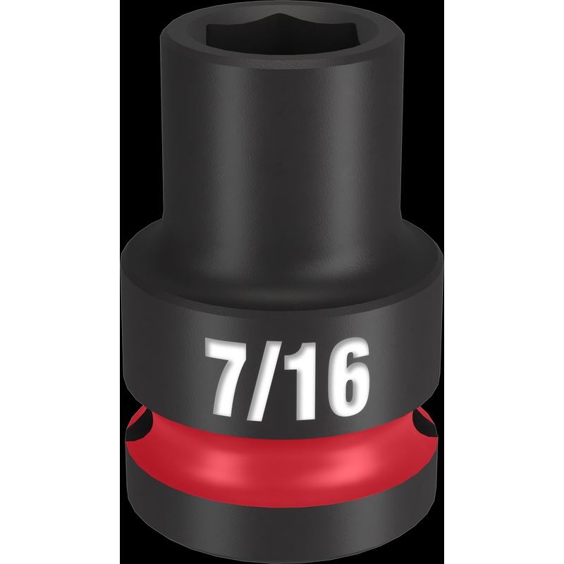 Milwaukee SHOCKWAVE Impact Duty Series 49-66-6201 Shallow Impact Socket, 7/16 in Socket, 1/2 in Drive, Square Drive