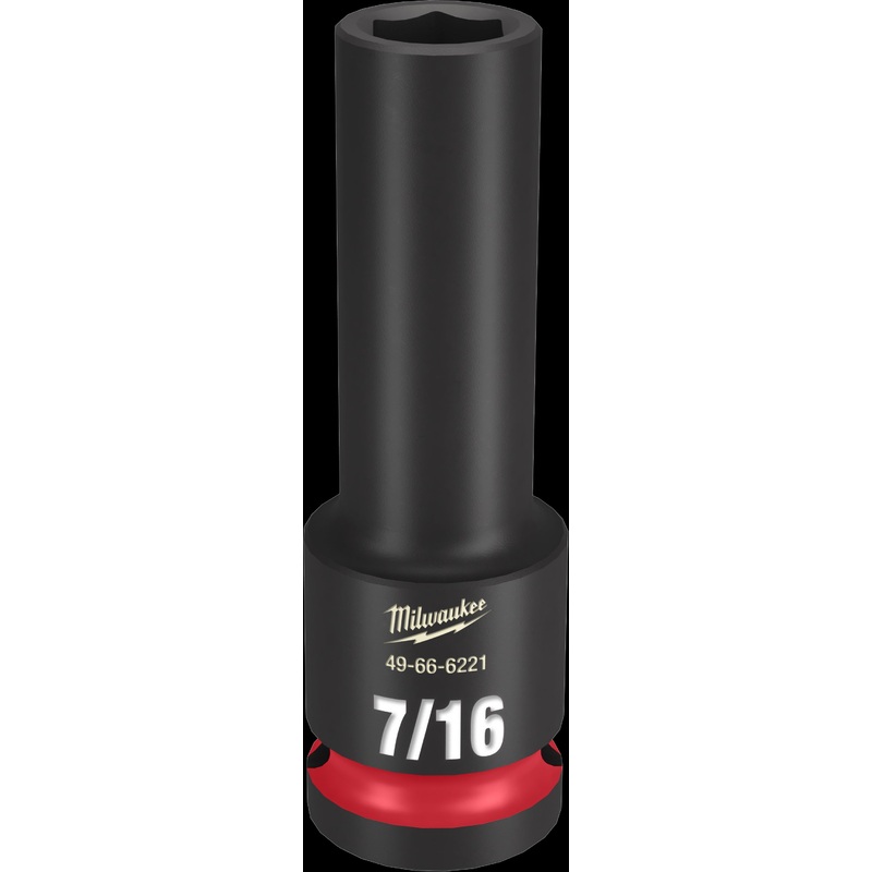 Milwaukee SHOCKWAVE Impact Duty Series 49-66-6221 Deep Impact Socket, 7/16 in Socket, 1/2 in Drive, Square Drive