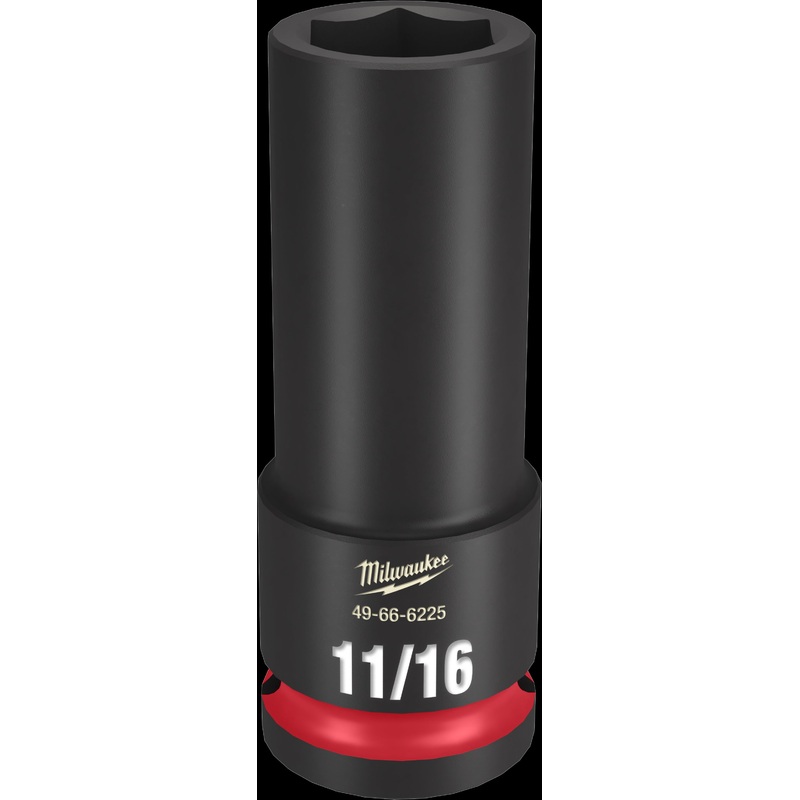 Milwaukee SHOCKWAVE Impact Duty Series 49-66-6225 Deep Impact Socket, 11/16 in Socket, 1/2 in Drive, Square Drive