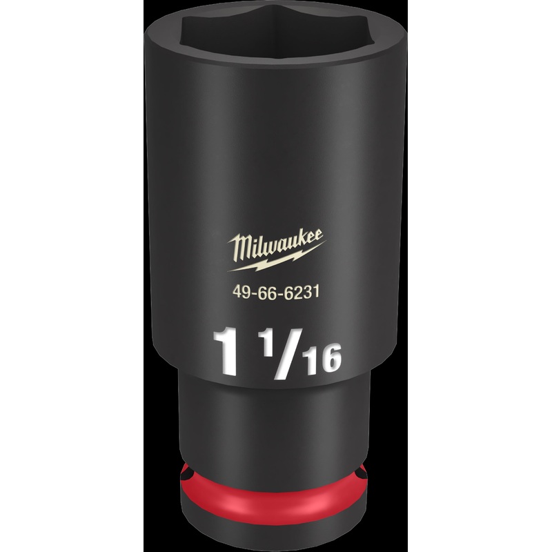 Milwaukee SHOCKWAVE Impact Duty Series 49-66-6231 Deep Impact Socket, 1-1/16 in Socket, 1/2 in Drive, Square Drive