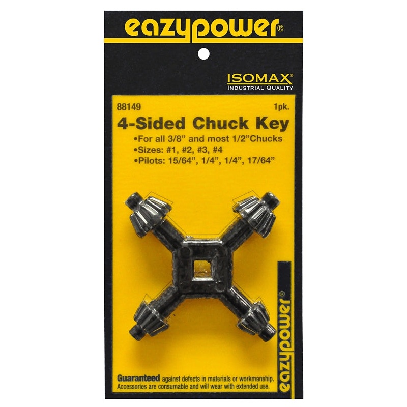 Eazypower 88149 4-Way Chuck Key, #1, #2, #3, #4 Chuck Key, 1/4, 15/64, 17/64 in Pilot