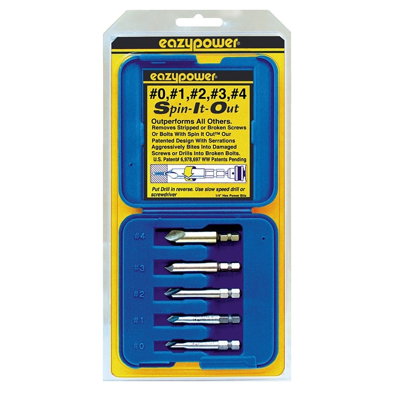 Eazypower Spin It Out Series 82681 Broken Screw Remover, #0 to 5 Bolt/Screw, HSS