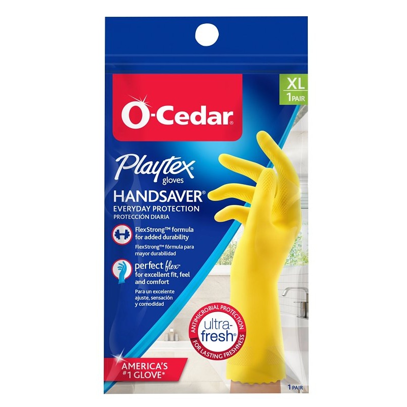 Playtex HandSaver 163670 Reusable Gloves, XL, Latex/Neoprene/Nitrile, Yellow