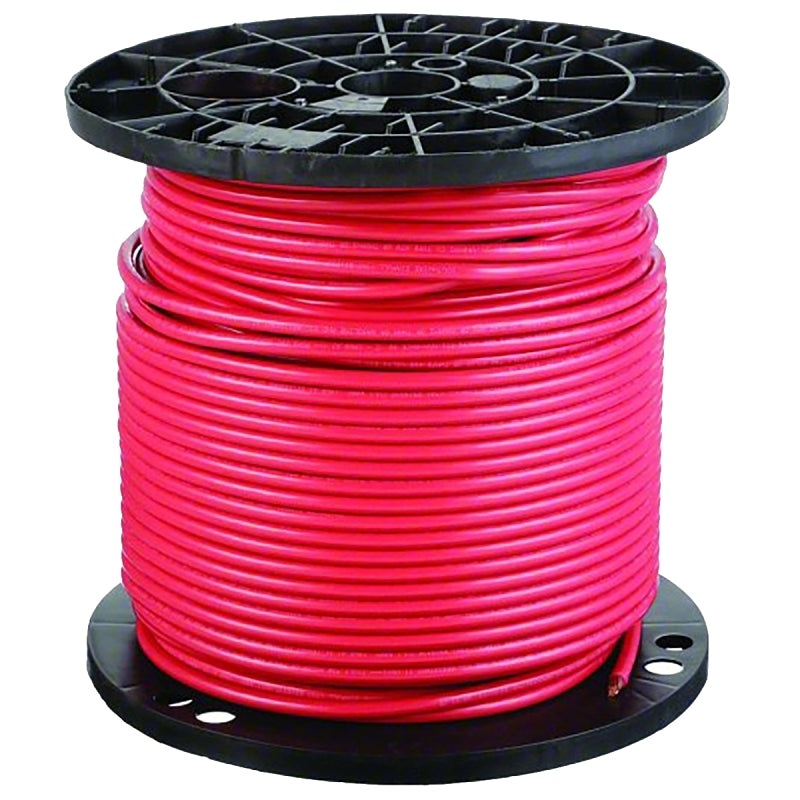 Southwire 20498201 Building Wire, 4 AWG Wire, 1 -Conductor, 500 ft L, Copper Conductor, PVC Insulation, Red Sheath