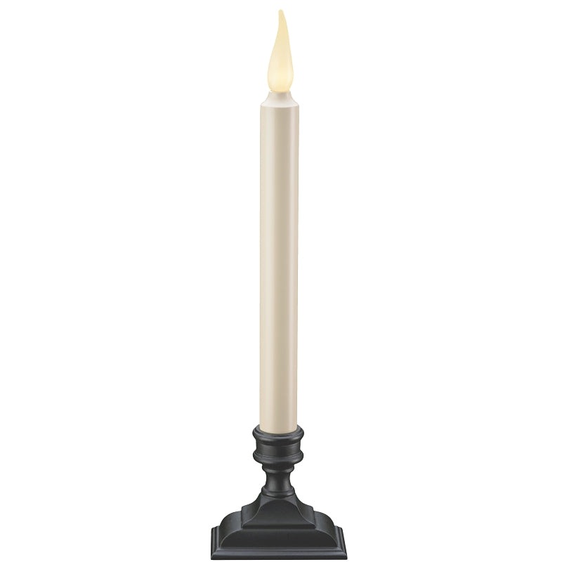 Xodus Innovations FPC1650A Candle, 12 in H, LED Bulb, Plastic, Ivory, Internal Light/Music: Internal Light