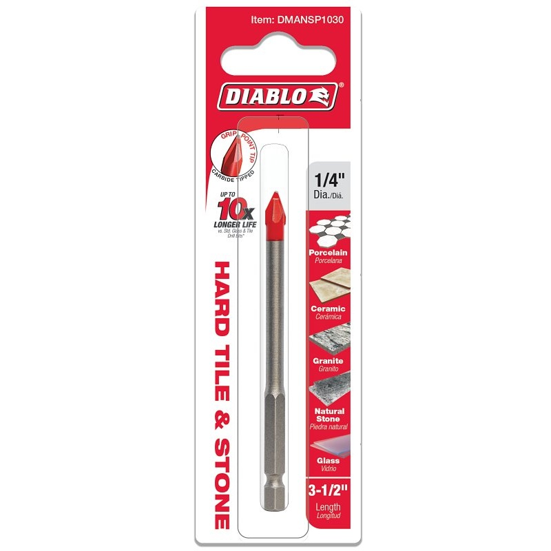 Diablo DMANSP1030 Drill Bit, 1/4 in Dia, 3-1/2 in OAL, Hex Shank