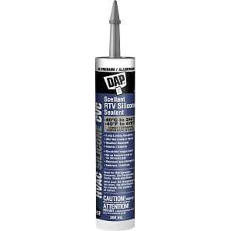 DAP 7079874326 RTV Silicone Sealant, Aluminum, 24 hr Curing, -18 to 38 deg C, 300 mL Cartridge