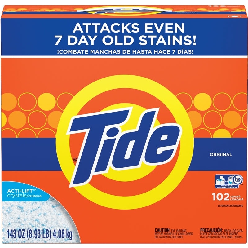 Tide 80811557 Laundry Detergent, 8 lb Box, Powder, Original, White