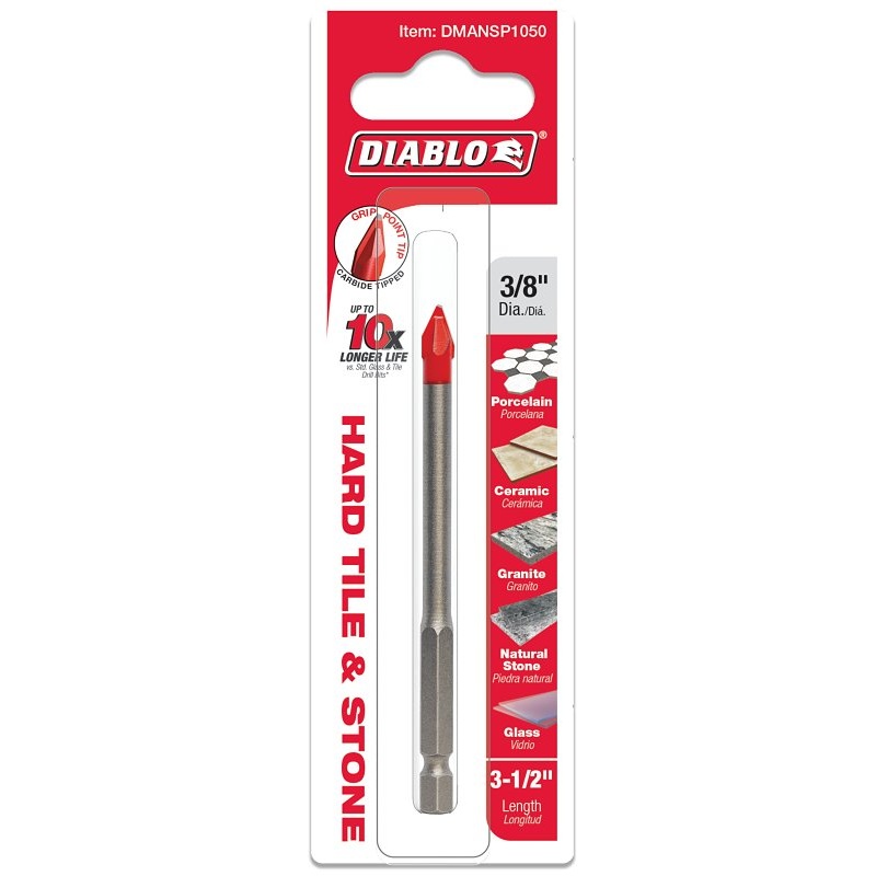 Diablo DMANSP1050 Drill Bit, 3/8 in Dia, 3-1/2 in OAL, Hex Shank