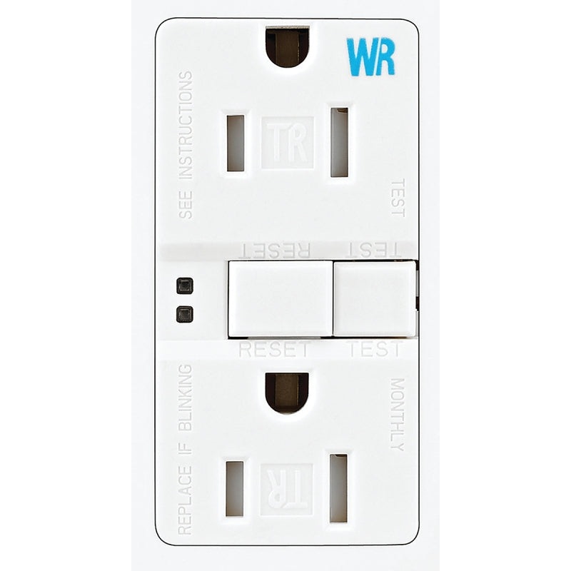 Eaton Wiring Devices TWRSGF15W GFCI Duplex Receptacle, Polypropylene, White, 2-Pole, 15 A, 125 V, 3-Wire