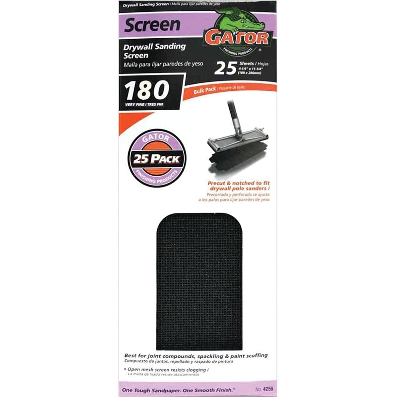 Gator 3301 Sanding Screen, 11-1/4 in L, 4-1/4 in W, 180 Grit, Fine, Silicone Carbide Abrasive
