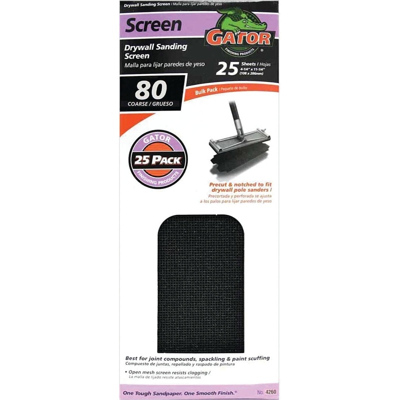 Gator 3304 Sandscreen, 11 in L, 4-3/8 in W, 80 Grit, Gator, Silicon Carbide Abrasive