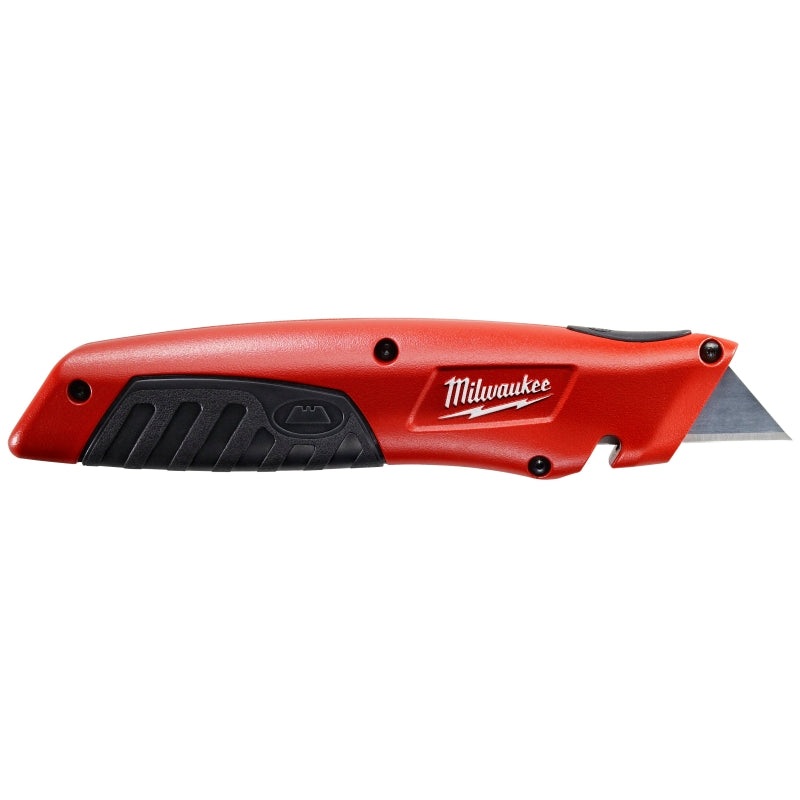 Milwaukee 48-22-1515 Utility Knife, 1 in L Blade, Metal Blade, Straight Handle, Black/Red Handle