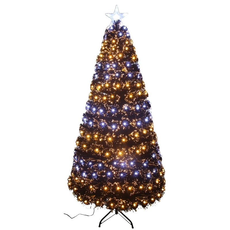 Santas Forest 54860 Fiber Optic Tree, 6 ft H, Plug In, Fiber Optic/G15 Bulbs Bulb, White Light